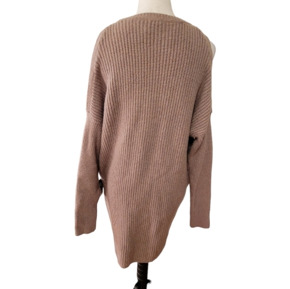 NWT Express Tan Cold Shoulder Wool Blend Sweater Dress Size Medium - Picture 3 of 4